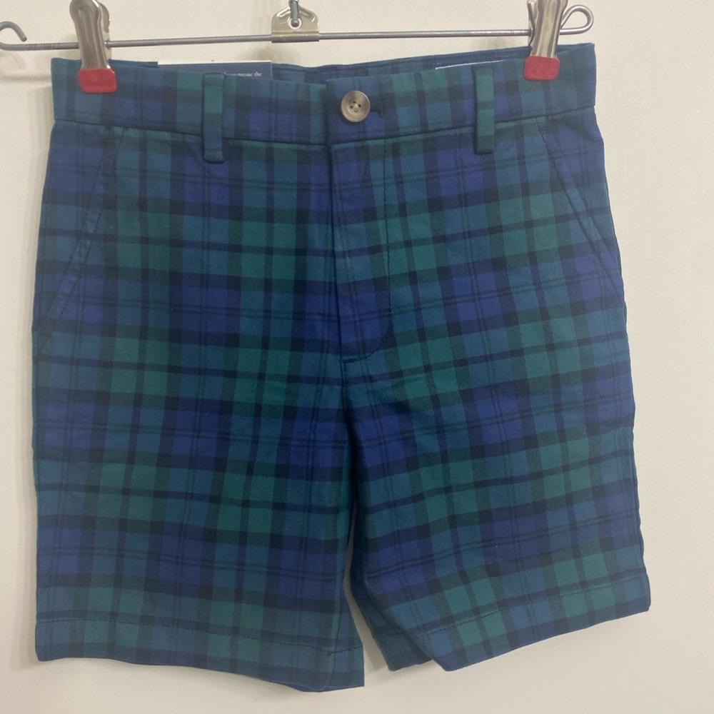Vineyard Vines Blue and Green Tartan Flat Front Boy’s Shorts Size 6